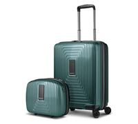 Redolz Essentials 14 - Set de valises 2 pièces : valise cabine avec soufflet d'extension et Vanity-case vert