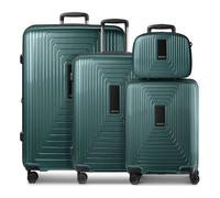 Redolz Essentials 14 Set de valises à 4 roulettes + Beautycase 4 pcs. avec soufflet extensible vert