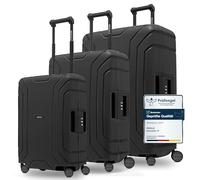 REDOLZ Essentials 15 articles de base, Noir profond, Kofferset (3-teilig), Valise rigide avec roulettes pivotantes