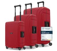 REDOLZ Essentials 15 articles de base, Rouge classique., Kofferset (3-teilig), Valise rigide avec roulettes pivotantes