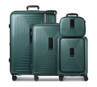 Redolz Essentials14 Set de valises à 4 roulettes Beautycase 4pcs avec soufflet extensible Laptopfach vert
