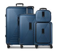 Redolz Essentials14 Set de valises à 4 roulettes Beautycase 4pcs avec soufflet extensible Laptopfach bleu