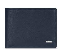 Redolz Leather Essentials QF Portefeuille RFID en cuir 12 cm dépliant avec poche zippée bleu