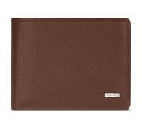 Redolz Leather Essentials QF Portefeuille RFID en cuir 12 cm dépliant avec poche zippée brun