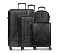 REDOLZ Valise Beauty Case Essentials 14 Trolley Set 4 pièces (S Exp. + Beauty Case) Black Metallic Noir