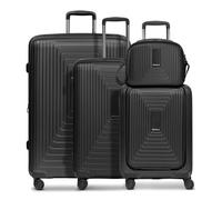 REDOLZ Valise Beauty Case pour Ordinateur Portable Essentials 14 Trolley Set 4 pièces (S Exp. Front Pocket + Beauty Case) Black Metallic Noir