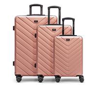 REDOLZ Stammarikel Essentials 07, rose, Kofferset (3-teilig), Valise rigide avec roulettes pivotantes