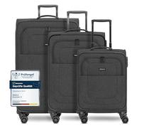 Redolz Essentials 12 THREE SET 4 roulettes Set de valises 3 pièces avec soufflet d'extension black2 (RD12375-2-01)