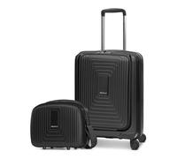 REDOLZ Valise noir pour femme et homme - Essentials 14 Trolley With Front Pocket + Beauty Case S+ Black Metallic 317827