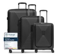 REDOLZ Valise pour Ordinateur Portable Essentials 14 Trolley Set 3 pièces (S Exp. Front Pocket) Black Metallic Noir