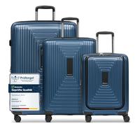 REDOLZ Valise pour Ordinateur Portable Essentials 14 Trolley Set 3 pièces (S Exp. Front Pocket) Dark Blue Metallic Bleu Marine