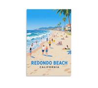 Redondo - Affiches murales vintage sur toile représentant la plage californienne et le voyage, 50 x 75 cm