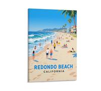 Redondo Poster vintage sur toile pour salon, chambre à coucher Motif plage californienne 20 x 30 cm
