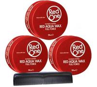 RedOne Aqua Wax Full Force Red Lot de 3 pots de cire coiffante 150 ml + Peigne de poche