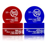 RedOne Cire Aquatique Coiffante Rouge & Bleu 150 ml | Contrôle des bords | Cire de gel pour les cheveux | Ultra-tenue | Parfum Fraise & Chewing-gum | Max Control | Lot de 2