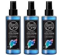 RedOne Natural Cologne Spray Old Marine (3 x 150 ml) Alcool 80° | Parfum floral pour homme | Eau de Cologne Men | Parfum Barbershop | Pack économique