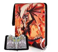 REDORELA Classeur-Carte-Album Capacité de 50 pages-de-400-Pochette Grand Cahier Rangement Album en Cuir Imperméable Fermeture éclair Classeur Carte à Collectionner Cadeau pour Les Enfants (Orange400)