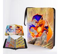 REDORELA Classeur-Carte-Album Capacité de 50 pages-de-900-Pochette Cahier Rangement Album en cuir Imperméable Fermeture éclair Classeur Carte à Collectionner Cadeau pour les Enfants (Bleu&Orange900)