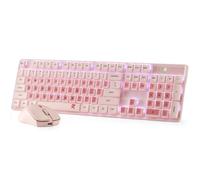 Redragon BS8531 Clavier Souris sans Fil Mecanique LED Blanc 4000DPI Rose