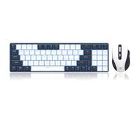 Redragon BS8773 Ensemble clavier et souris sans fil, 78 touches, 2,4 GHz, clavier mécanique sans fil à interrupteur rouge, design compact fin et rétroéclairé bleu, prise en main confortable 2400 DPI