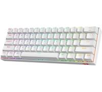 Redragon Clavier de gaming mécanique sans fil blanc | K530W-Pro Draconic 60 % 61 touches TKL | 2,4 GHz Bluetooth 3,0-5.0 USB | Clavier gamer compact | Interrupteurs marron | Éclairage RVB