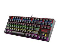 Redragon Clavier de Jeu Mécanique, Rétroéclairage Arc-en-Ciel LED RGB, Clavier Filaire avec Commutateurs Rouges Équivalents pour PC de Jeu Windows (87 Touches, Noir)