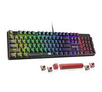 Redragon Clavier mécanique de jeu, clavier mécanique filaire rétroéclairé RVB programmable avec interrupteur rouge, remplaçable à chaud, anti-ghosting, touches PBT double coup, clavier lumineux pour
