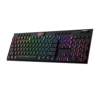 Redragon Clavier mécanique K618 RVB, Connexion sans Fil Bluetooth/2,4 GHz/Filaire tri-Mode Clavier Ultra Fin à Profil Bas, contrôle multimédia dédié et Interrupteur Marron, US Layout