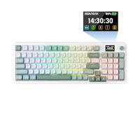 Redragon Clavier mécanique K719, RVB, 2,4 GHz/BT/filaire, commutateurs Mint Mambo, blanc et vert, avec panneau