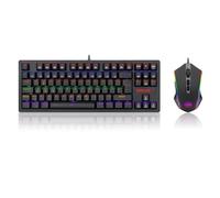 Redragon Gaming Clavier et Souris Plus Mousepad Combo K552-BA-DE Red RGB LED Rétro-Éclairé 87 Clavier Mécanique Clé Souris Gaming Backlit M601, Grand Mousepad (Disposition de Clavier QWERTZ Allemand)