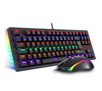 Redragon Gaming Clavier et souris Plus Tapis de souris Combo K552-BA-UK Red RGB LED Rétro-éclairé 87 Clavier de Jeu Mécanique Clé, Souris de Jeu Rétro-éclairée M601, Grand Tapis de Souris (QWERTY UK Layout)