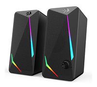 Redragon GS510 Waltz Haut-Parleur de Bureau RVB 2.0 canaux stéréo avec rétroéclairage LED, Basses améliorées et contrôle du Volume Facilement Accessible, avec USB et câble de 3,5 mm