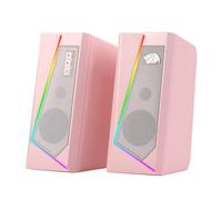 Redragon GS520 Haut-parleurs de bureau RVB, haut-parleur stéréo 2.0 canaux pour ordinateur avec 6 modes LED colorés, son amélioré et contrôle du volume facile d'accès, alimenté par USB avec câble de