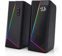 Redragon GS520 Haut-parleurs de bureau RVB, haut-parleur stéréo PC 2.0 canaux avec 6 modes LED colorés, son amélioré, blanc/rose-Noir