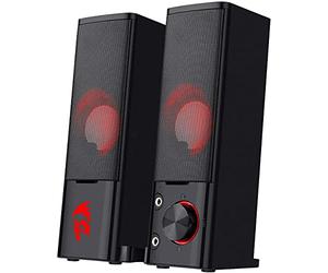 Redragon GS550 Enceintes Gaming PC 2.0 Jack Casque | enceintes gaming PC 2.0 canaux stéréo compacte basses qualité rétroéclairage rouge alimentation USB jack 3.5mm