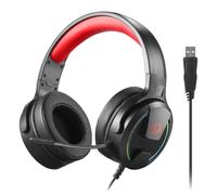 Redragon H315 RGB Casque de jeu - Casque d'ordinateur filaire avec pilotes de 40 mm, microphone antibruit, connexion USB, design léger et coussinets d'oreille en cuir synthétique souple pour un