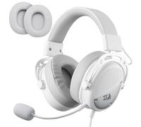 Redragon H730 Casque de jeu filaire USB - Pilotes de 53 mm, son spatial à 360°, microphone antibruit amovible, coussinets magnétiques remplaçables, casque supra-auriculaire pour PC/PS4/PS5, blanc