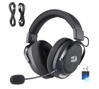 Redragon H858 Casque de jeu sans fil 3 modes, son surround 7.1, pilotes de 53 mm, coussinets en mousse à mémoire de forme, microphone antibruit amovible, casque supra-auriculaire fonctionne pour