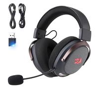 Redragon H858 Casque de Jeu sans Fil, Son Surround 7.1, Pilote de 53 mm, Coussinets en Mousse à mémoire de Forme, Microphone Amovible, Casque Supra-auriculaire pour téléphone Portable, PC/PS5/NS