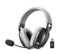 Redragon H878 Casque de jeu sans fil 3 modes avec éclairage bleu - Léger - Son surround 7.1 - Pilote de 40 mm - Microphone amovible - Pour PC, PS5/4/3, Switch, appareil mobile, noir et gris