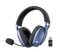 Redragon H878 Casque de jeu sans fil 3 modes avec éclairage bleu - Léger - Son surround 7.1 - Pilotes de 40 mm - Microphone amovible - Pour PC, Switch, appareil mobile - Noir et bleu