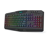 Redragon K503 Clavier de jeu sans fil, rétroéclairage LED RVB, touches multimédia, clavier à membrane silencieuse avec repose-poignet pour jeux PC Windows (Noir)