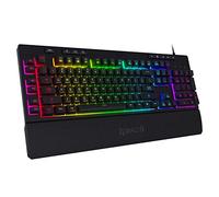 Redragon K512 Shiva RGB Clavier de Jeu à Membrane rétroéclairé avec Touches multimédia, Interrupteur linéaire à Sensation mécanique, contrôle multimédia dédié, Repose-Poignet Amovible, US Layout