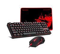 Redragon - K552-BA Combo clavier et souris de jeu mécanique et grand tapis de souris - 87 touches rétroéclairées LED rétroéclairées et effets de respiration réglables - 100% anti-ghosting (clavier