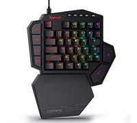 Redragon K585 Clavier de Jeu mécanique RGB à Une Main Clavier de Jeu Professionnel Filaire de Type C avec 7 Touches Macro intégrées Repose-Poignet détachable 42 Touches (Interrupteur Marron) US Layout
