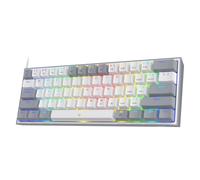 Redragon K617 Clavier de Jeu RVB Filaire 60%, Clavier mécanique Compact 61 Touches, commutateur Rouge linéaire, Prise en Charge des Pilotes Pro (Gris), US Layout
