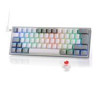 Redragon K617 Fizz 60 % Disposition QWERTY ES Clavier Gaming, LED éclairage Clavier de jeu avec câble USB-C, clavier ultra-compact 62 touches, Hot Swap commutateurs rouges- pour PC/Windows