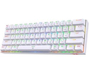 Redragon K630 Clavier 60% Filaire RVB 61 Touches Rouge Blanc US | clavier gaming 60% filaire RVB 61 touches mécanique compact interrupteur rouge linéaire support pilote blanc US