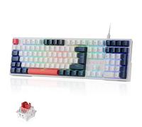 Redragon K668 Clavier de jeu filaire QWERTZ, 105 + 4 touches, socle échangeable à chaud, interrupteurs rouges silencieux, touches de couleurs mélangées, rétroéclairage RVB, raccourcis multimédia