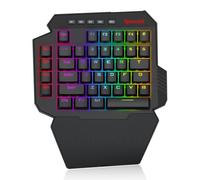 Redragon K758 Clavier de jeu mécanique filaire RVB à une main, 39 touches de type C, clavier de jeu professionnel avec prise remplaçable à chaud, 4 touches macro intégrées et repose-poignet dédié